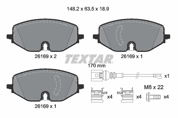 TEXTAR Fékbetét, mind 2616901_TEXTAR