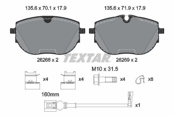 TEXTAR Fékbetét, mind 2626801_TEXTAR