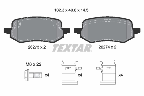 TEXTAR Fékbetét, mind 2627301_TEXTAR