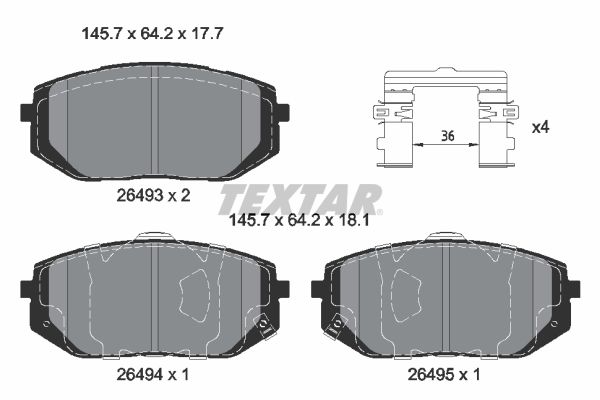 TEXTAR Fékbetét, mind 2649301_TEXTAR