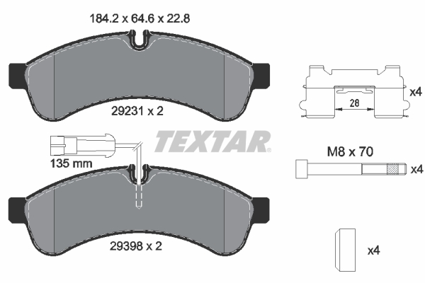 TEXTAR Hátsó fékbetét 2923103_TEXTAR