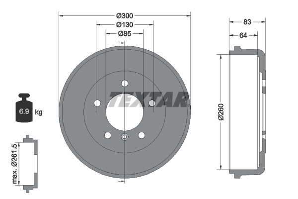 TEXTAR Fékdob 94002600_TEXTAR