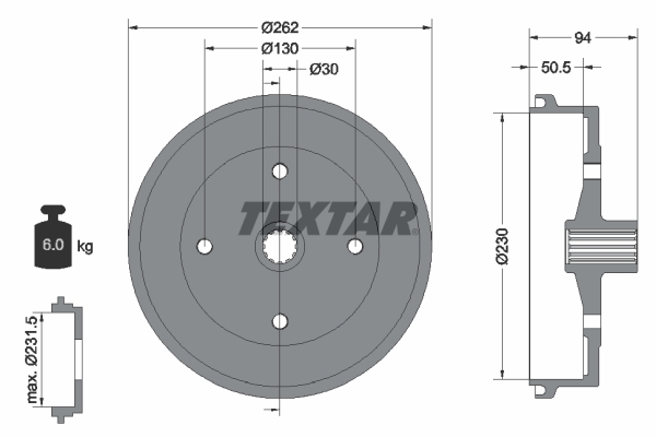 TEXTAR Fékdob 94004700_TEXTAR