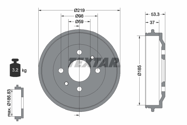 TEXTAR Fékdob 94006400_TEXTAR