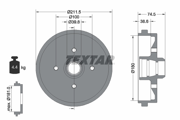 TEXTAR Fékdob 94006600_TEXTAR