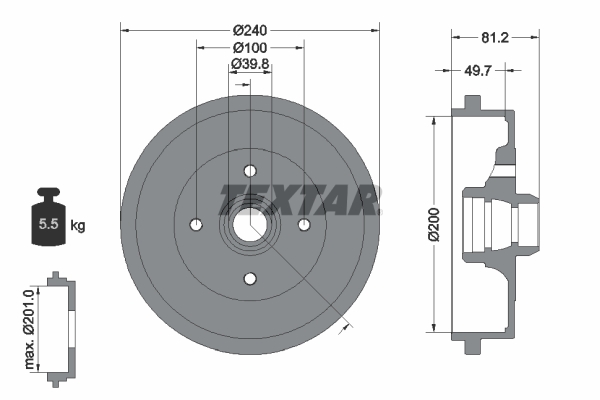 TEXTAR Fékdob 94006700_TEXTAR