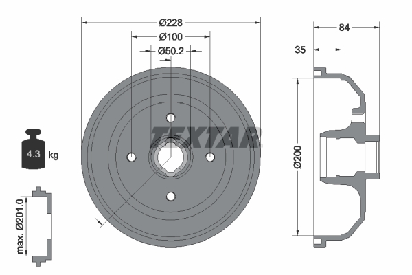 TEXTAR Fékdob 94009900_TEXTAR