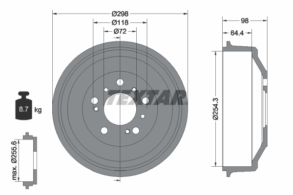 TEXTAR Fékdob 94010200_TEXTAR