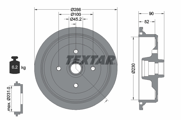 TEXTAR Fékdob 94011500_TEXTAR