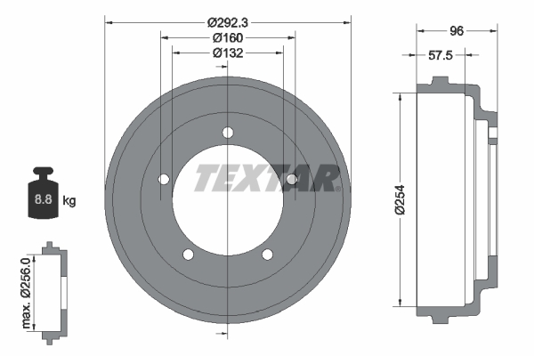 TEXTAR Fékdob 94013200_TEXTAR