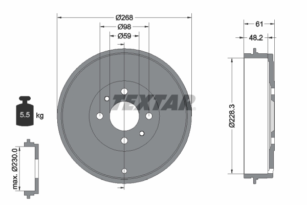 TEXTAR Fékdob 94014000_TEXTAR