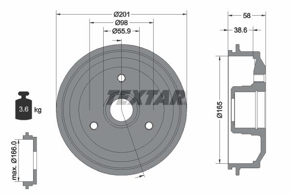 TEXTAR Fékdob 94014100_TEXTAR