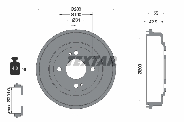 TEXTAR Fékdob 94015300_TEXTAR