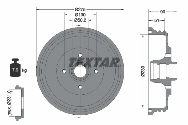 TEXTAR Fékdob 94018900_TEXTAR