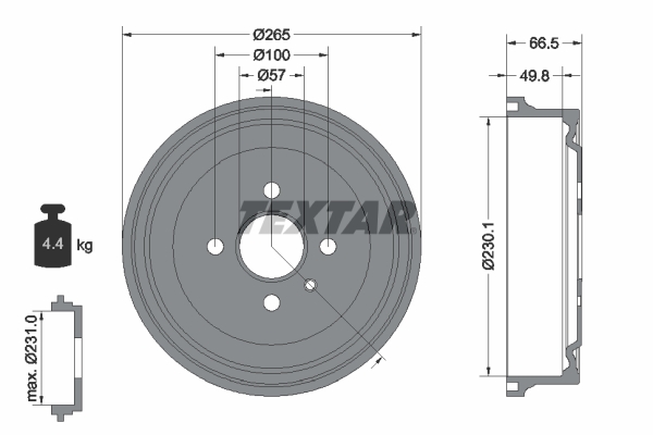 TEXTAR Fékdob 94020300_TEXTAR