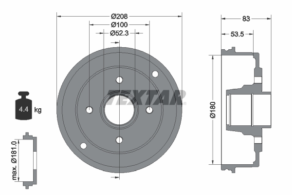 TEXTAR Fékdob 94023600_TEXTAR