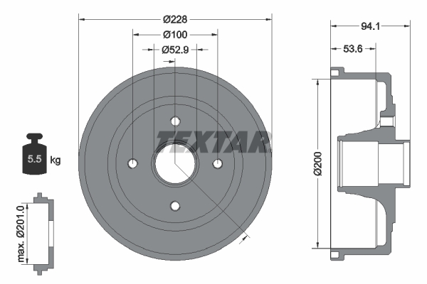 TEXTAR Fékdob 94024200_TEXTAR