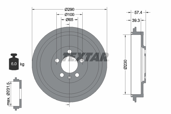 TEXTAR Fékdob 94024300_TEXTAR