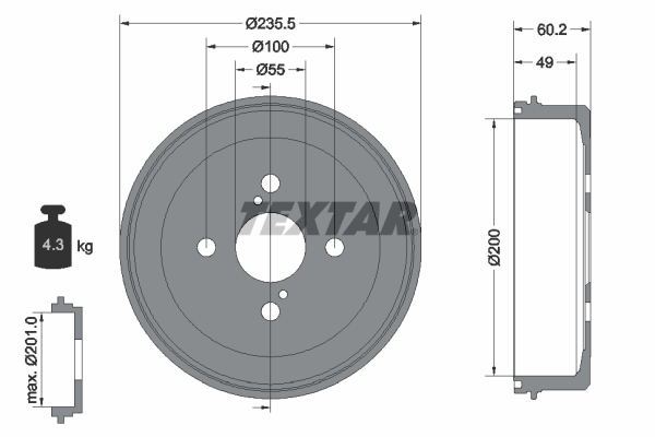 TEXTAR Fékdob 94025600_TEXTAR