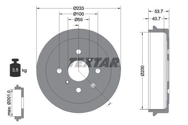 TEXTAR Fékdob 94026500_TEXTAR