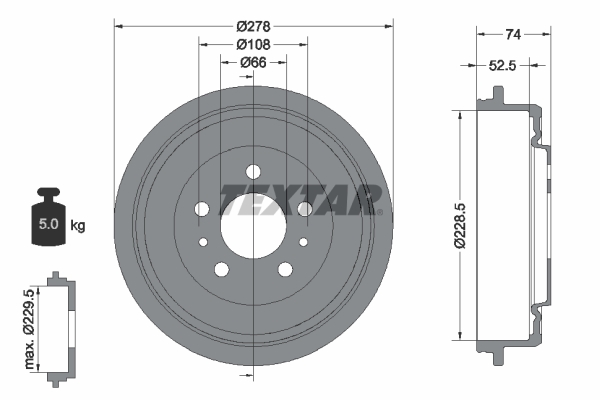 TEXTAR Fékdob 94028300_TEXTAR