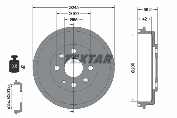 TEXTAR Fékdob 94028500_TEXTAR