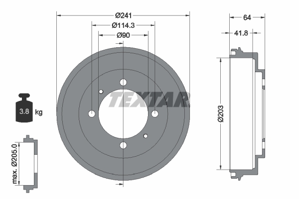 TEXTAR Fékdob 94030100_TEXTAR