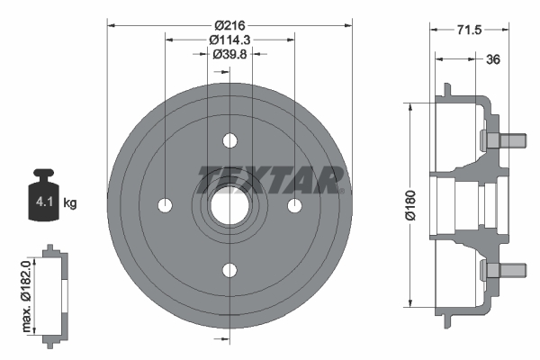 TEXTAR Fékdob 94030200_TEXTAR