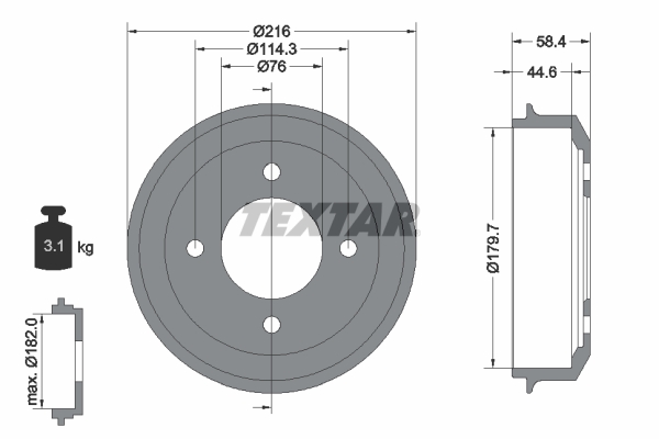 TEXTAR Fékdob 94030300_TEXTAR