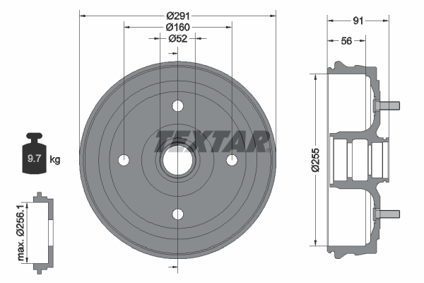 TEXTAR Fékdob 94030800_TEXTAR