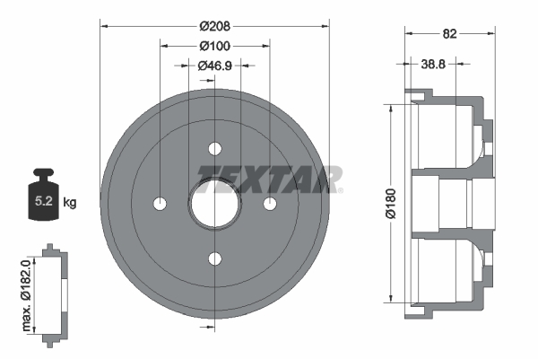 TEXTAR Fékdob 94032400_TEXTAR