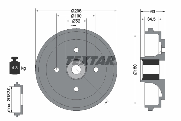 TEXTAR Fékdob 94032500_TEXTAR