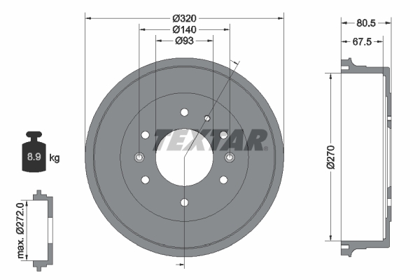 TEXTAR Fékdob 94033500_TEXTAR