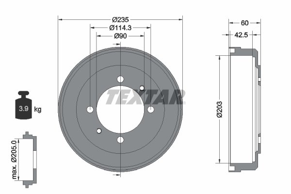 TEXTAR Fékdob 94033600_TEXTAR