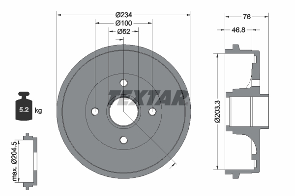 TEXTAR Fékdob 94033800_TEXTAR