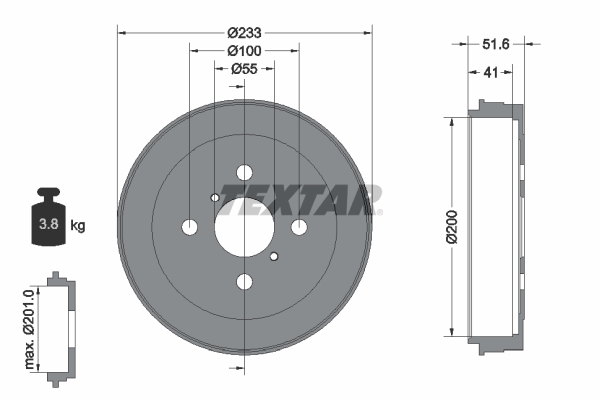 TEXTAR Fékdob 94034600_TEXTAR