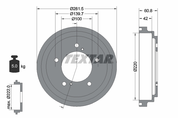 TEXTAR Fékdob 94036600_TEXTAR