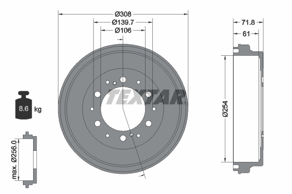 TEXTAR Fékdob 94037300_TEXTAR