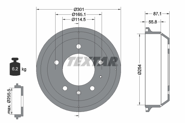 TEXTAR Fékdob 94037500_TEXTAR