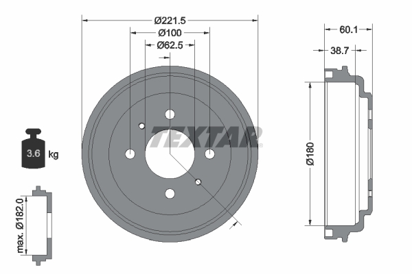 TEXTAR Fékdob 94037600_TEXTAR