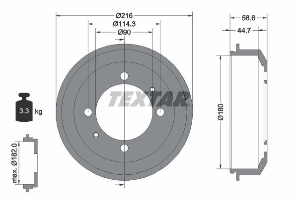 TEXTAR Fékdob 94037700_TEXTAR