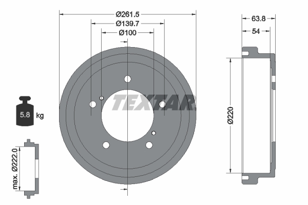 TEXTAR Fékdob 94037800_TEXTAR