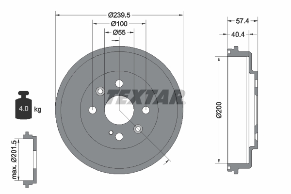 TEXTAR Fékdob 94038400_TEXTAR