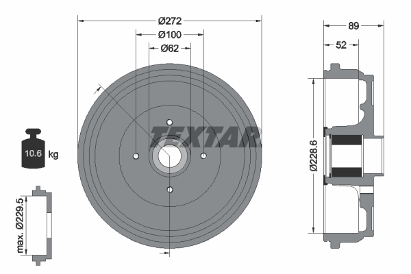 TEXTAR Fékdob 94038900_TEXTAR