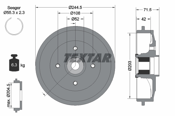 TEXTAR Fékdob 94041200_TEXTAR