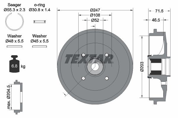 TEXTAR Fékdob 94041500_TEXTAR