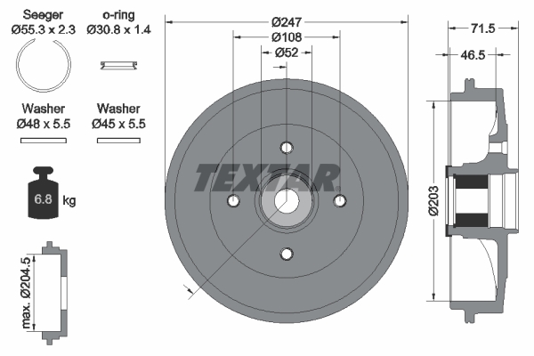 TEXTAR Fékdob 94041600_TEXTAR