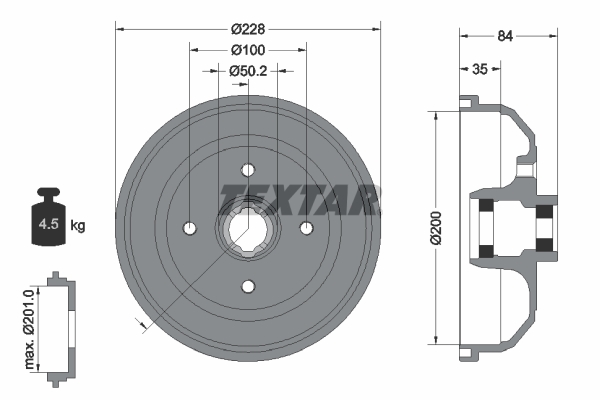 TEXTAR Fékdob 94042300_TEXTAR