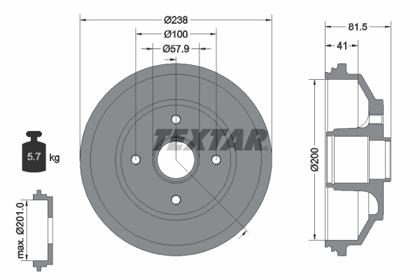 TEXTAR Fékdob 94043000_TEXTAR