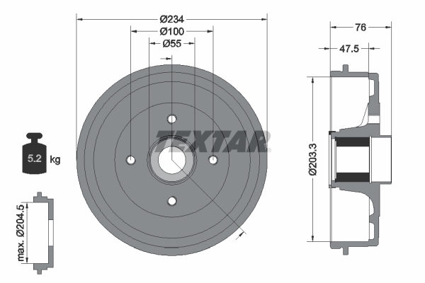 TEXTAR Fékdob 94045800_TEXTAR